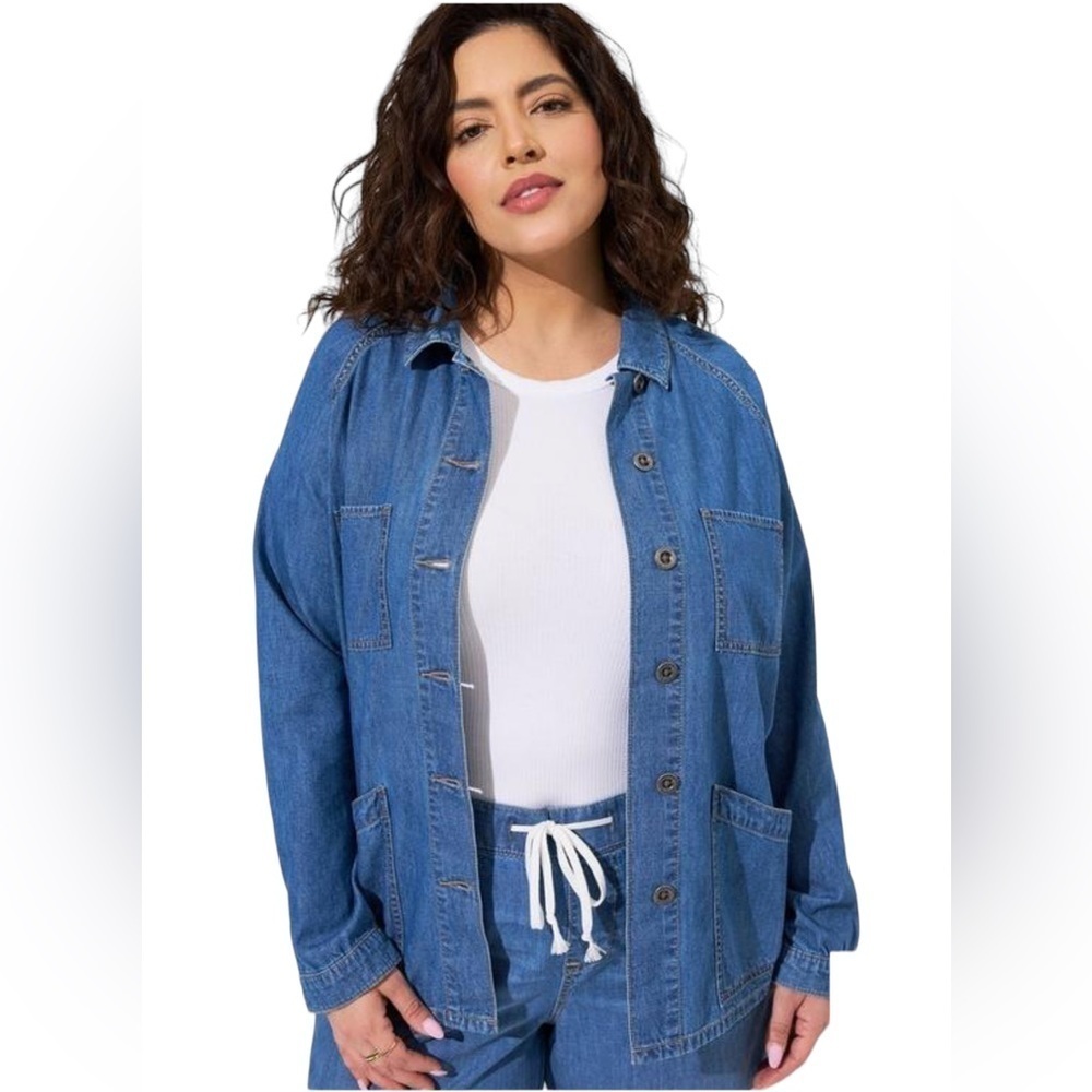NWT- Denim Raglan Chore Jacket. Size 1X 14-16